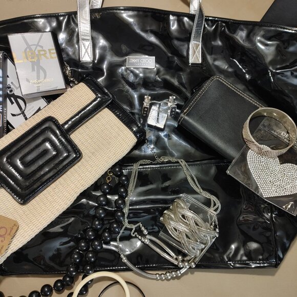 Jimmy Choo Parfums Black Patent Tote Bag Accessories Bundle - Picture 2 of 6